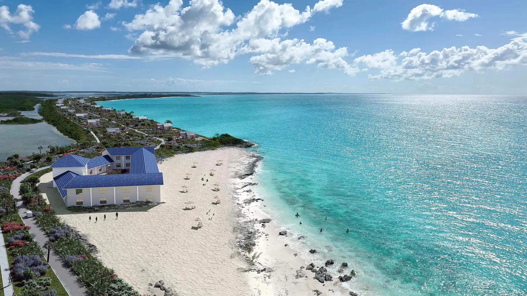 White-sand beach and turquoise sea at the Chrysalis project setting