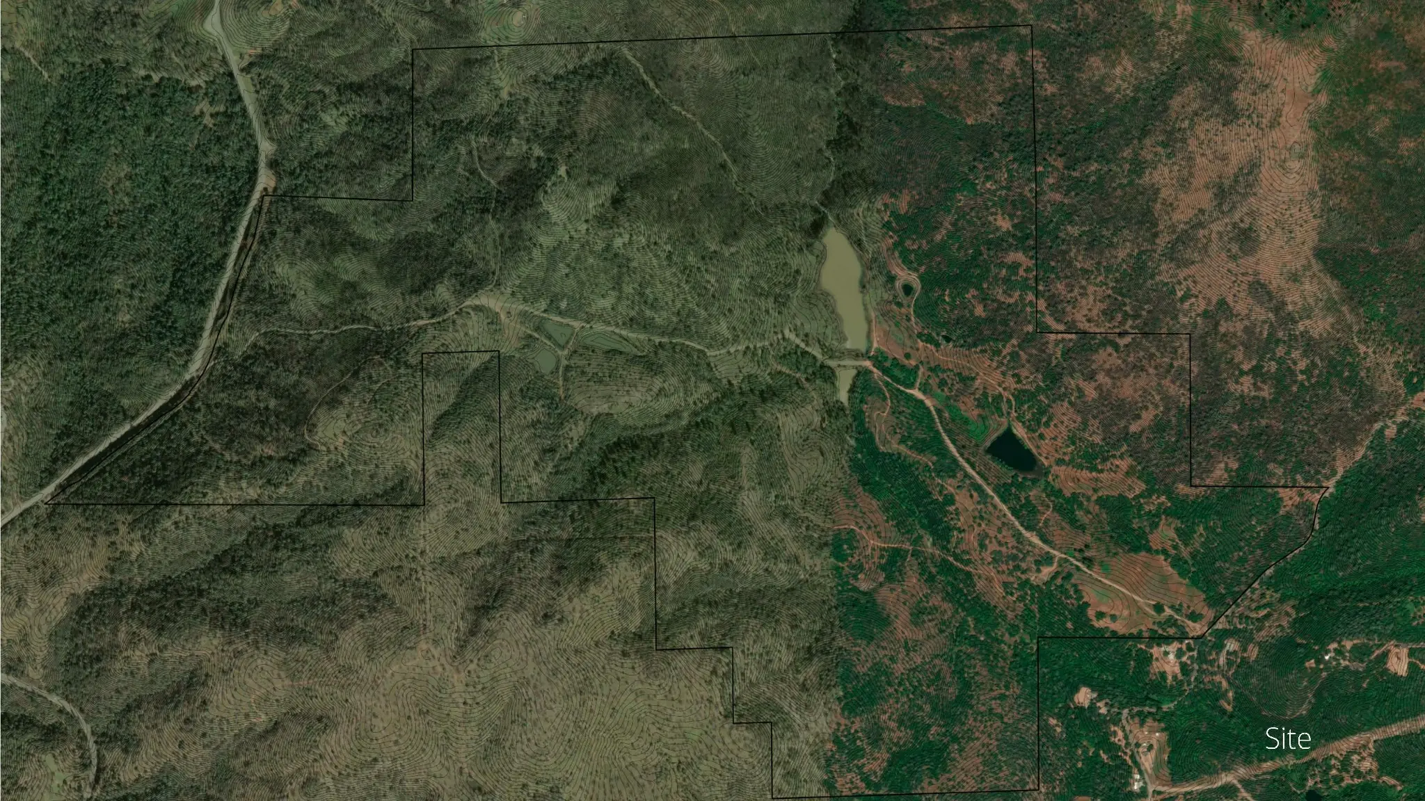 Aerial image locating the Whisper Ridge development lands