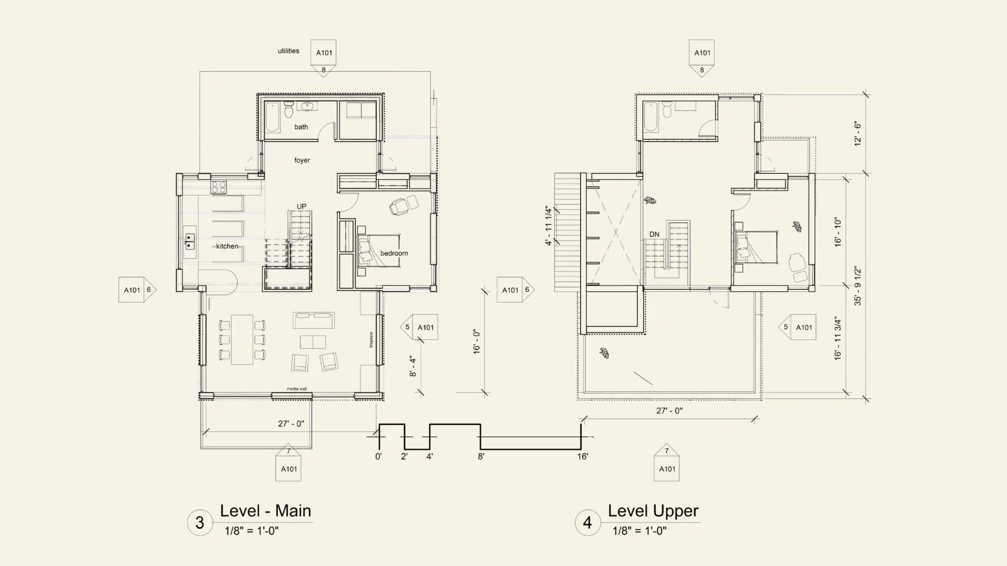 Main and upper floor plans for a Whisper Ridge residence prototype
